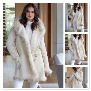 Fabulous Furs Elegant Cream Faux Suede and Faux Fur Trim.